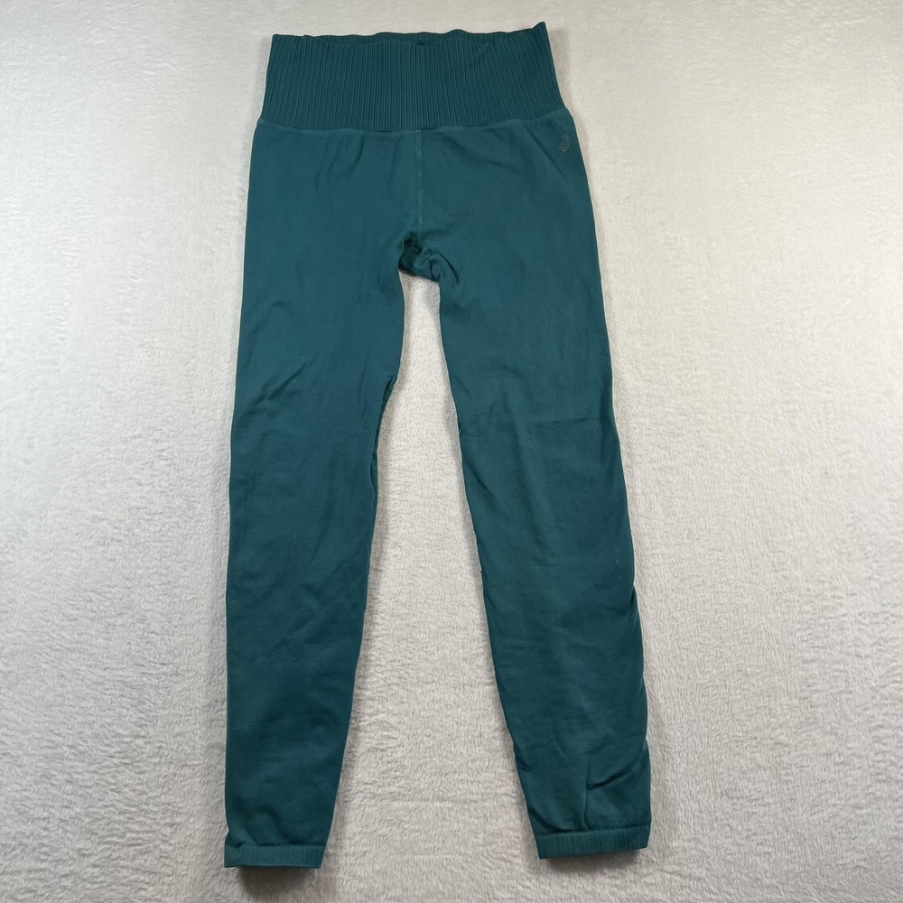 Free People Movement Leggings Womens Small Green High Rise Ribbed Waist